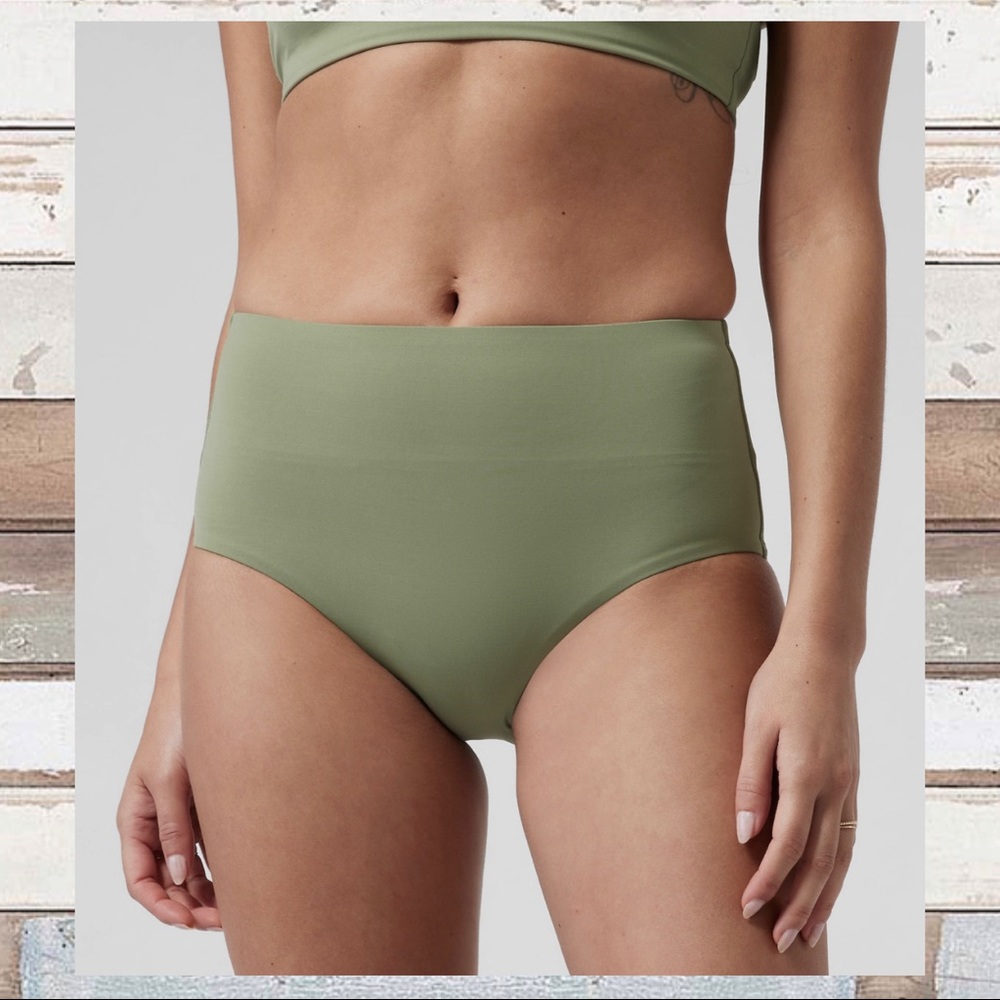 ATHLETA Eucalyptus Olive HIGH WAIST bikini bottom NWOT AND NWT